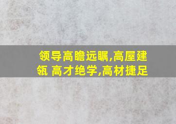 领导高瞻远瞩,高屋建瓴 高才绝学,高材捷足